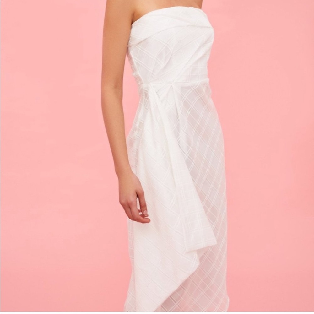 C/Meo Same Things Strapless Midi Dress White M